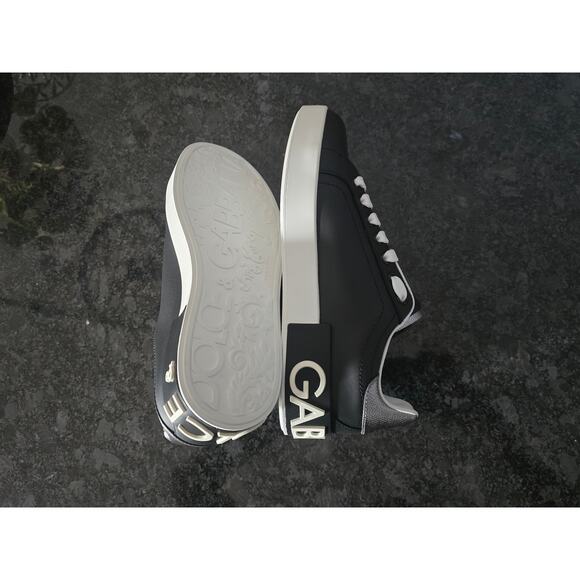 NWT Dolce&Gabbana Portofino Black Leather Sneakers - Size 37.5 EU - Picture 5 of 10